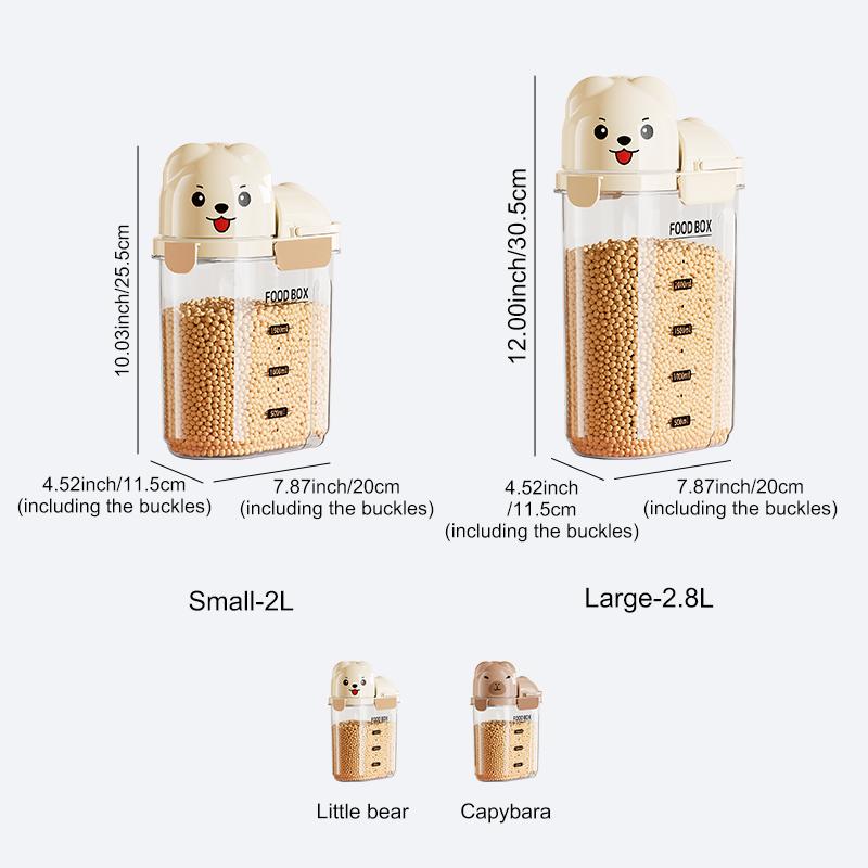 Cartoon-themed airtight storage jars, household dustproof containers, grain storage boxes, large-capacity plastic jars for coffe