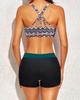 2025 Stylish European & American Women's Printed Bikini Three-Piece Set with Hollow Out, Backless Design & Belly Coverage