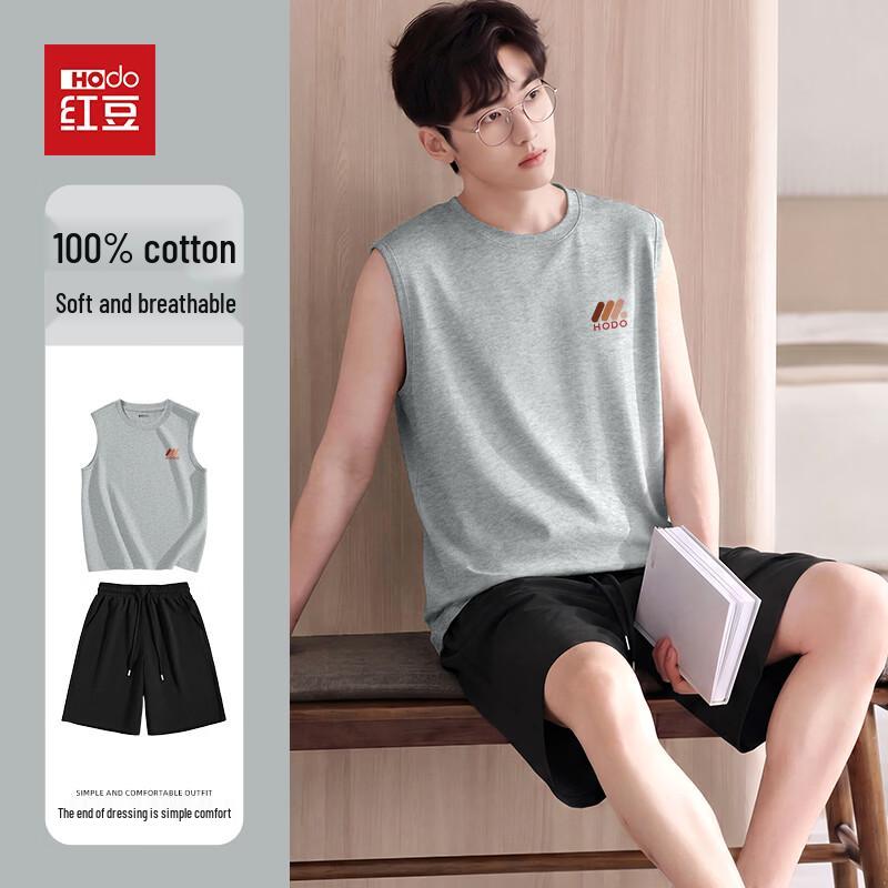 Hodo Men's Pure Cotton Sleeveless T-Shirt & Shorts Set