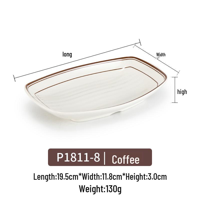 Melamine Rectangular Imitation Porcelain Plate for Hot Pot, BBQ, and Sushi Restaurants