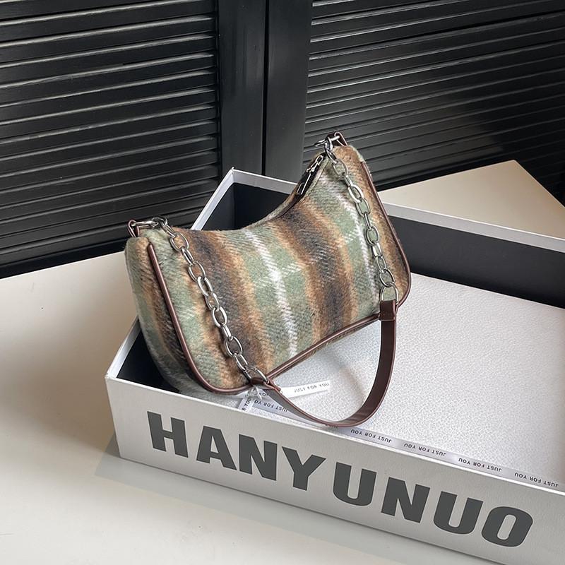 Fashionable Retro Shoulder Bag For Women Stylish Simple Casual Handbag In Brown And Green