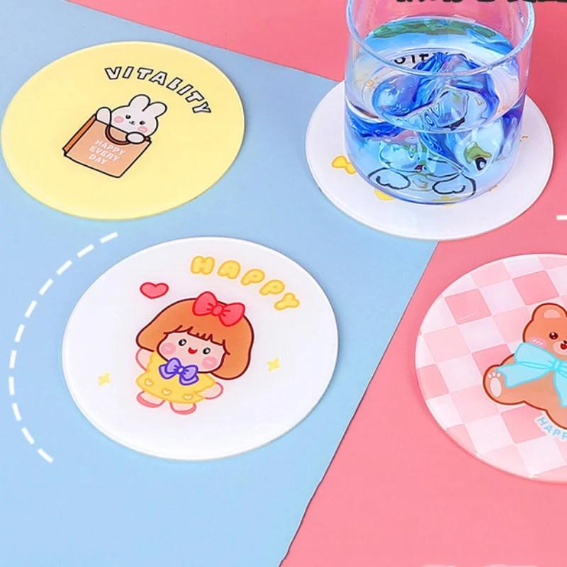 Acrylic Cartoon Coasters Anti-scald Heat Insulation Waterproof Tea Coaster Diy Decorative Photo Ornaments Table Glasses Holder