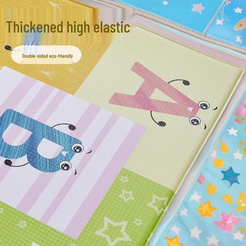 Двусторонний детский игровой коврик: Противоскользящий, износостойкий, толстый губчатый коврик для ползания младенцев 200x130x1.5 cm