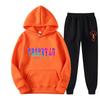 2023 New Letter Printing Men's and Women's Multi-color Warm Two-piece Set Loose Hoodie + Pants Jogging Set