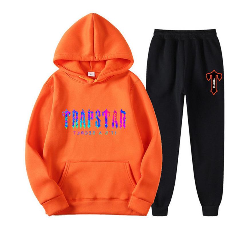 2023 New Letter Printing Men's and Women's Multi-color Warm Two-piece Set Loose Hoodie + Pants Jogging Set