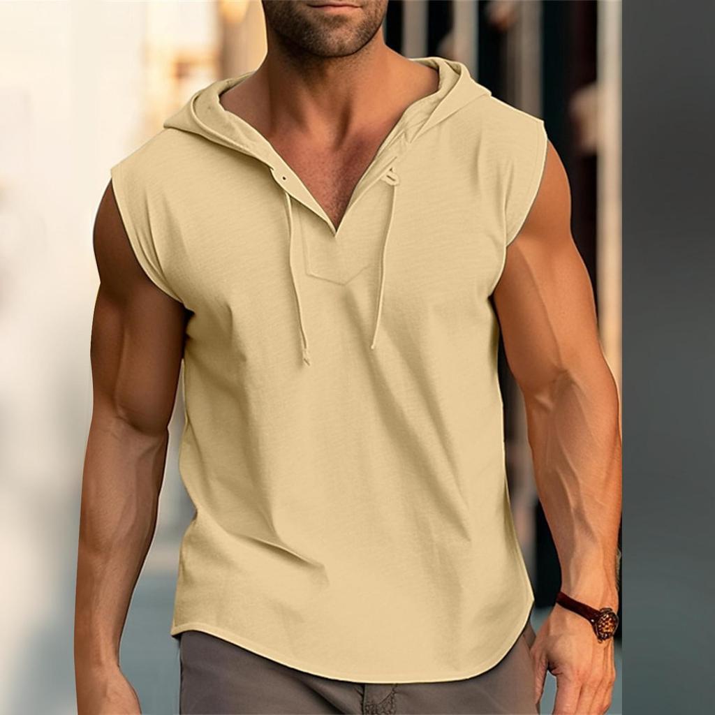 Débardeur décontracté à manches courtes pour hommes, couleur assortie