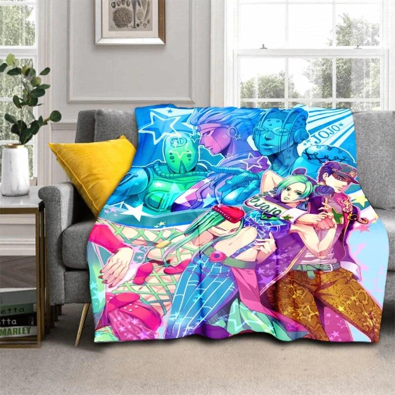 Anime Jojo Bizarre Adventure Cosplay Body 3D Printed Flannel Blanket for Beds Hiking Picnic Fashionable Bedspread Throw Blanket