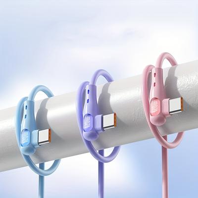 3-color 120W USB C-shaped Cable, Liquid Soft Silicone Fast Charging Data Cable Suitable For Xiaomi Samsung Phone USB-C Charging Cable