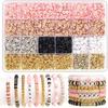 Style DIY Clay Beads Bracelet Making Kit Friendship Golden Letter Beads Kit for Jewelry Making Women Teen Girls Birthday Gift