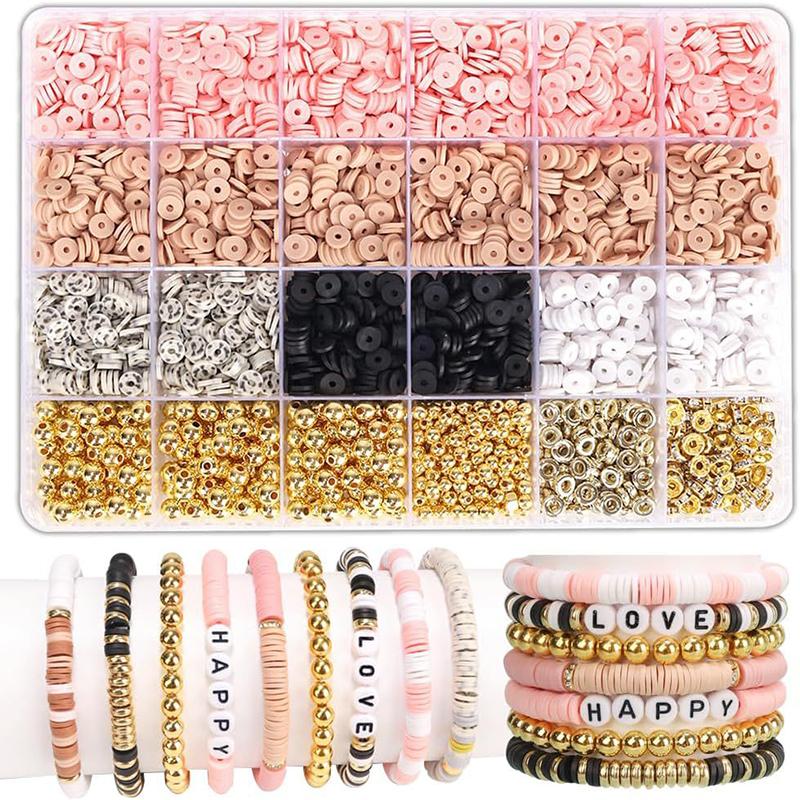 Style DIY Clay Beads Bracelet Making Kit Friendship Golden Letter Beads Kit for Jewelry Making Women Teen Girls Birthday Gift