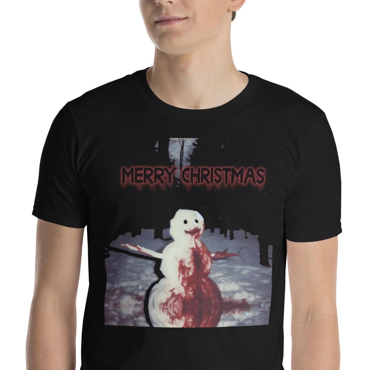 Merry Christmas Horror Creepy Snowman Scary Short-Sleeve Unisex T-Shirt Mens Womens Tees Top M