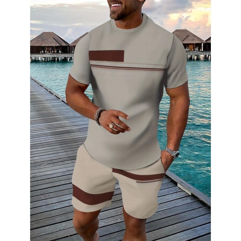 Leisure Sports Set Breathable Outdoor Leisure Men's T-shirt Shorts Set Summer 3D Printing Set Male Adult