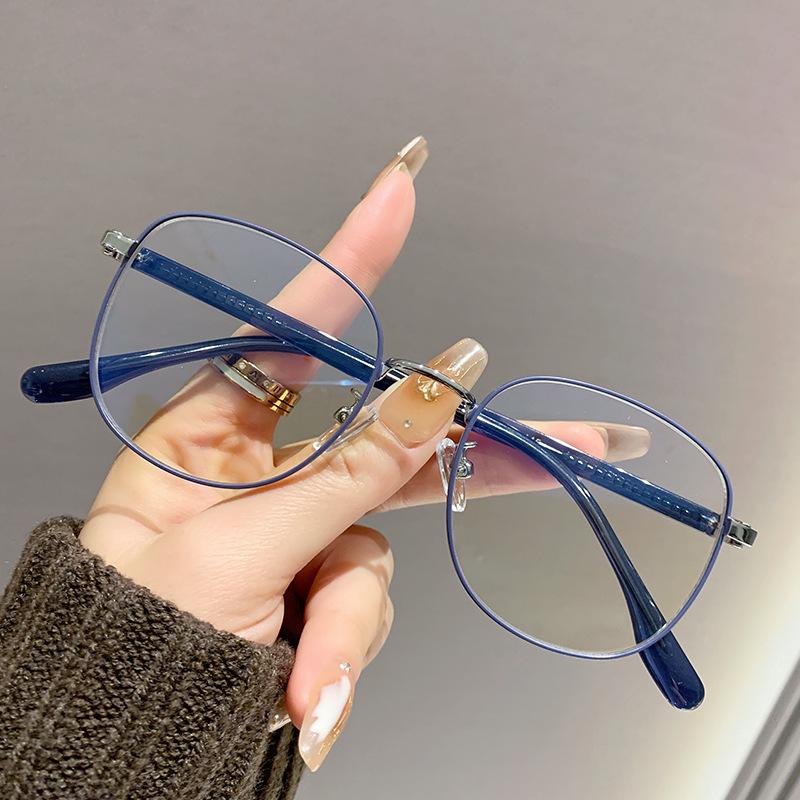 

01076 Цвет молочного чая Оправа для очков-пинов Ретро Квадратная Модная Миопия Женщины Анти-синий свет Круглое лицо Тонкие Плоские Легкие