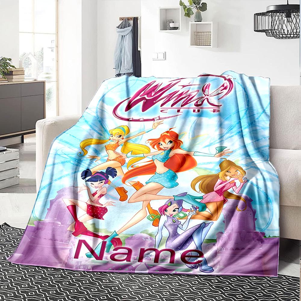 Customiz Name Personality Winx Club Blanket Soft &Warm Sofa Office Bed Travel Lunch Break Blanket, Gift Suitable All Seasons