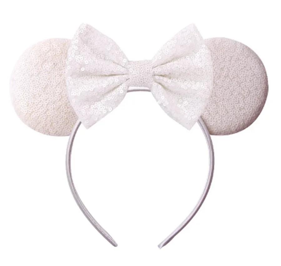 Mouse Ears Headband For Girls Adults 5'' Sparkly Sequin Bow Hairband Festival Party Travel DIY Hair Accessories