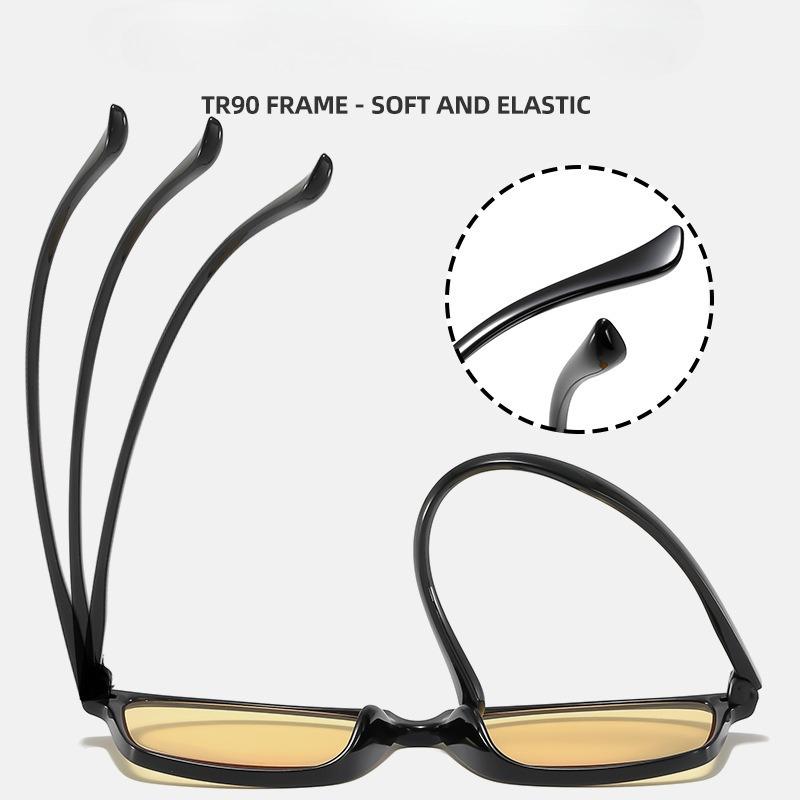 Męskie Kwadratowe Okulary do Widzenia w Nocy Modne Wysokiej Rozdzielczości Żółte Soczewki Okulary do Czytania Damskie Plus Dioptria Starczowzroczność