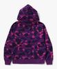 One Point Color Camo Crop Full Zip Hoodie (M) Purple