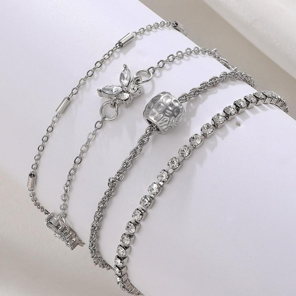 Punk Hip-Hop Alloy Bracelet Set - 4 Piece European & American Style