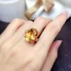 Drainage Welfare Products Bright Yellow Diamond Imitation Natural Citrine Ring Large Granular Opening Color Treasure Women'S Ring