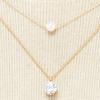 Fashion Women Necklace Shiny Rhinestone Faux Pearl Double Layer Choker Chain Necklace Jewelry for Gift
