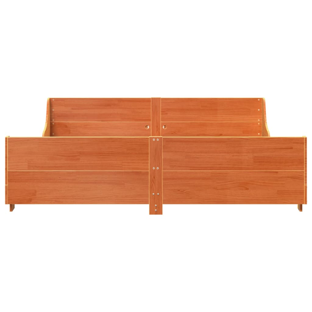 Vidaxl Bed Without Mattress, Waxed Brown, 200X200 Cm, Pine Wood