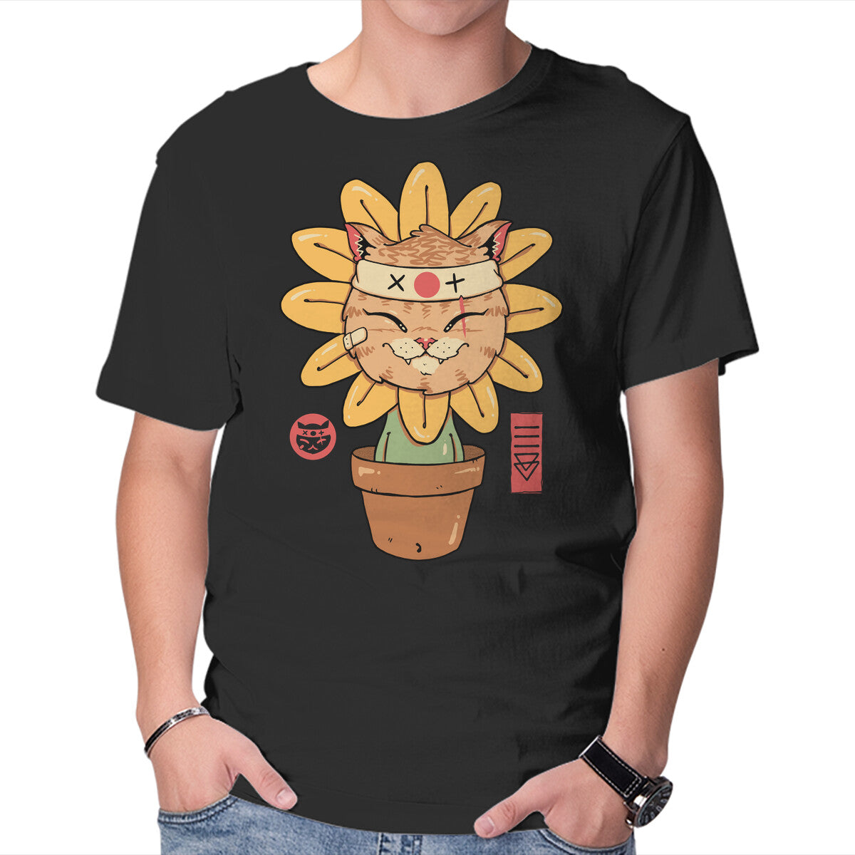 Unisex Crew Neck T-Shirt Flower Meowster Graphic Short Sleeve Casual Tee XXXXL