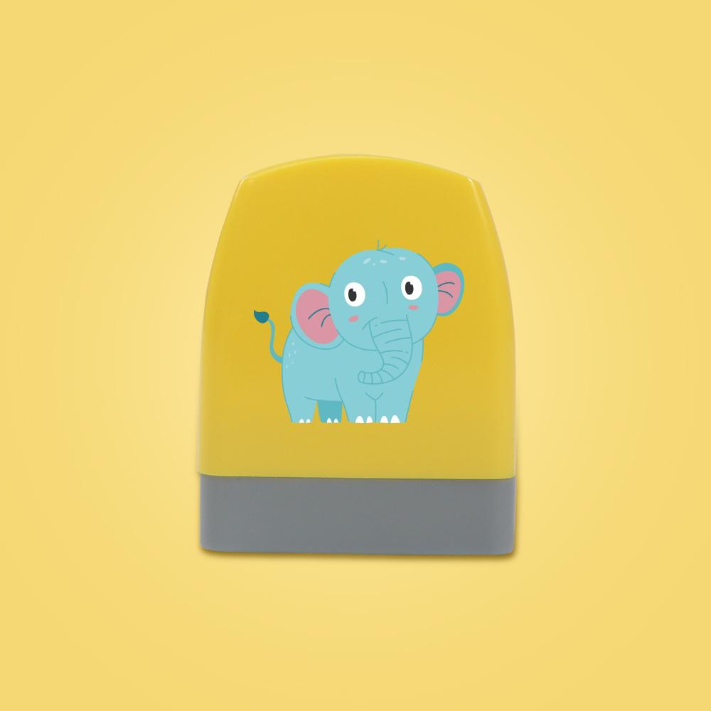 1pc Personalize Custom Name Monkey Elephant Crocodile Stamp Engraved Waterproof Non-fading Cartoon Clothing Name Seal YZ009-3-Yellow
