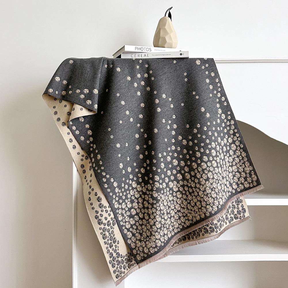 

Versatile Imitation Cashmere Scarves Polka Dot Pattern Elegant Poncho Scarves Thick Windproof Winter Scarf For Autumn Winter