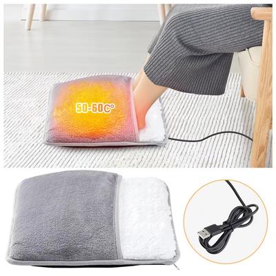Tragbares USB Elektrisches Fußheizkissen Waschbar Weicher Plüsch Fußheizer Winter Wärmematte für Bett Unter Schreibtisch Zuhause