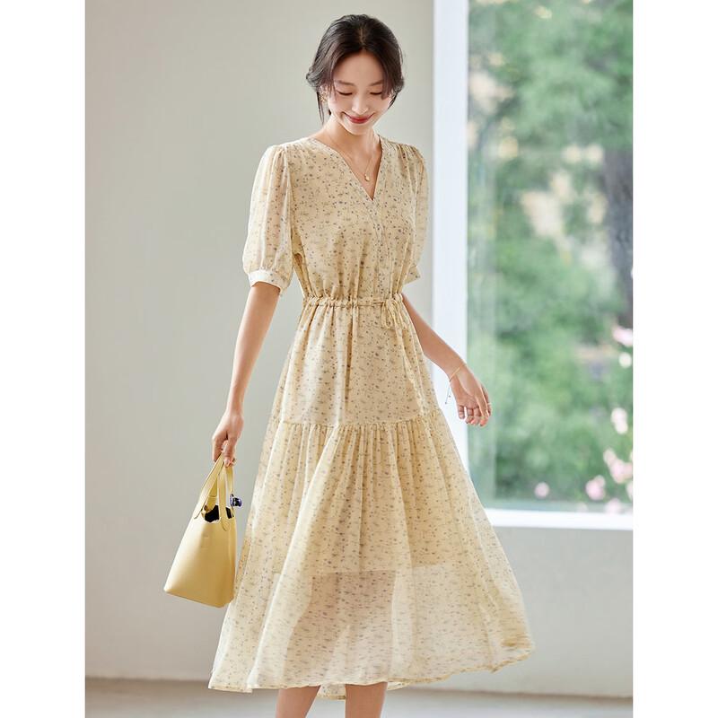 ORIGIN Women s Floral V-Neck Chiffon Midi Dress M