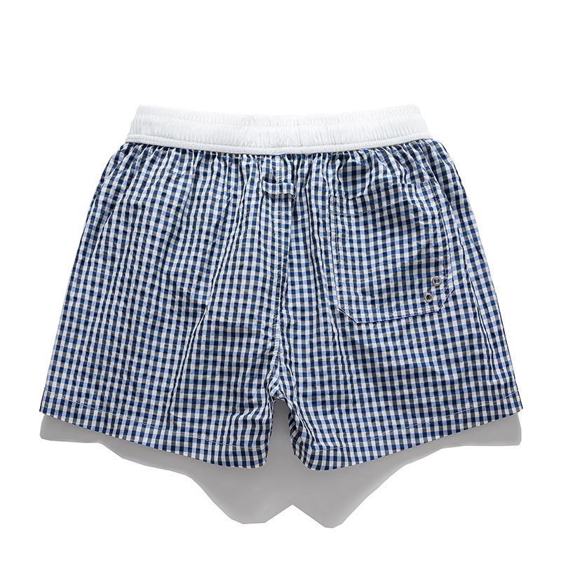 Men's Gingham Check Casual Shorts – Elastic Drawstring Waist Pocket Shorts for Summer Daily & Streetwear