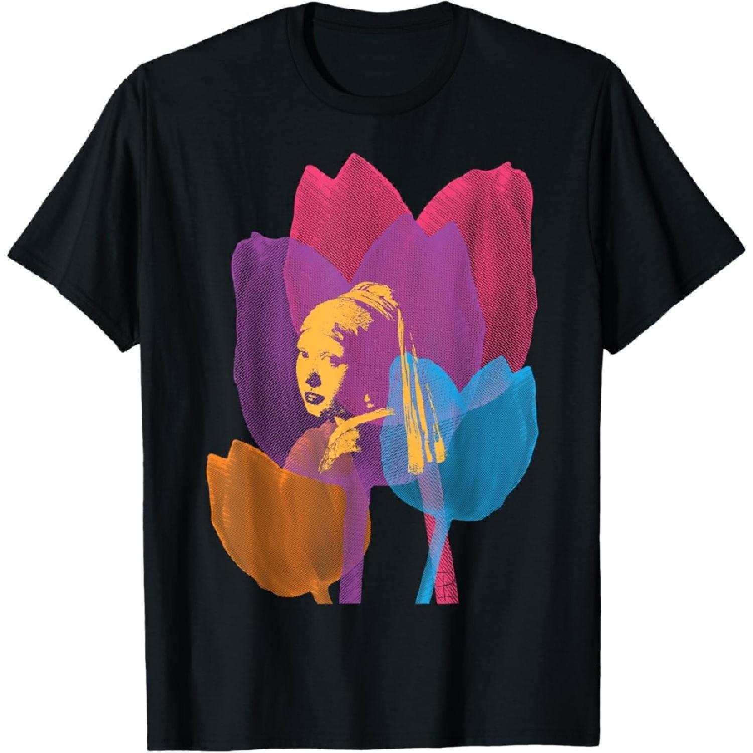 

Tulip Lover Girl with a Pearl Earring Retro Bright Colors T-Shirt XXXXXL чорний