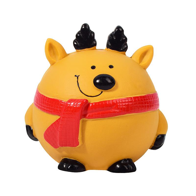 Pet Latex Toy Christmas Elk Animal Spherical Toy for Relieving Boredom and Venting for Small-sized Dogs Toys