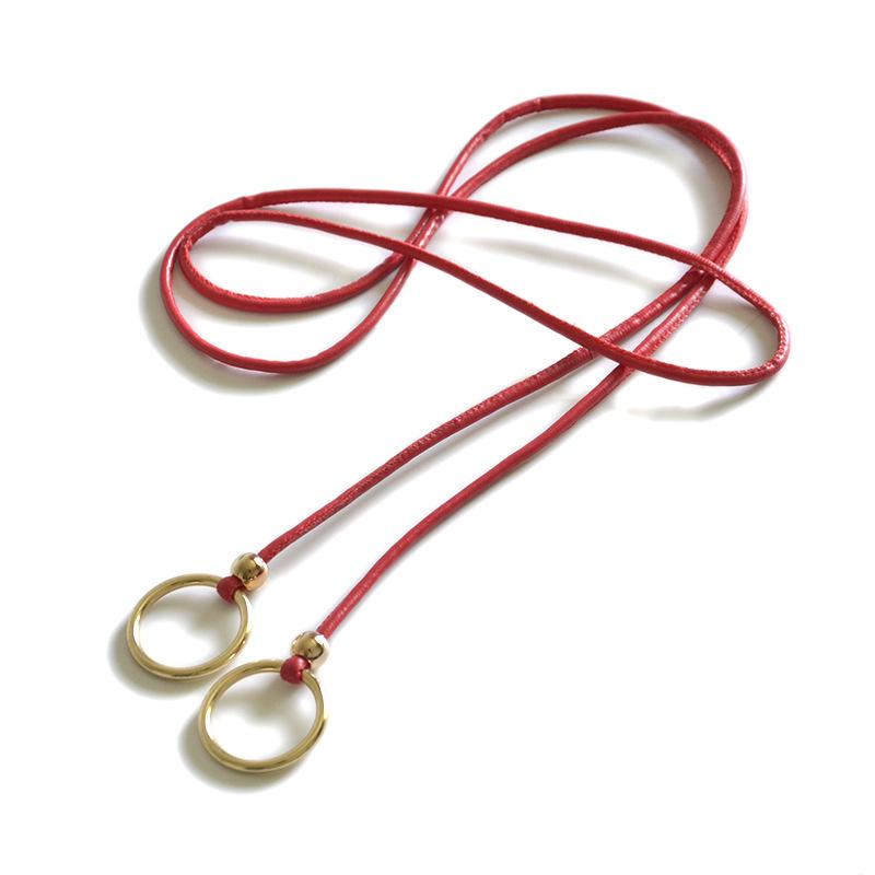 

Double round buckle waist chain jewelry colorful long lanyard hanging loop belt metal buckle belt 80-100cm красный