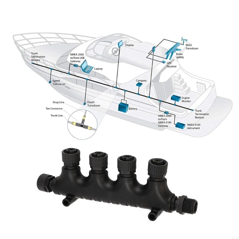 

2025 New 4 Port Joiner Connector with IP67 Waterproof Rating Map System Connector Marine Accessories Suitable for Matsutec CHINA