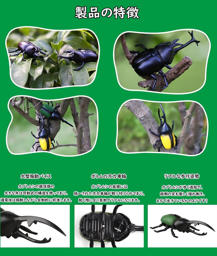 Remote-Controlled Insects, Stag Beetles, and Rhinoceros Beetles [Like the Real Thing Realistic Movements] Assorted RC Toy Set with Infrared Remote