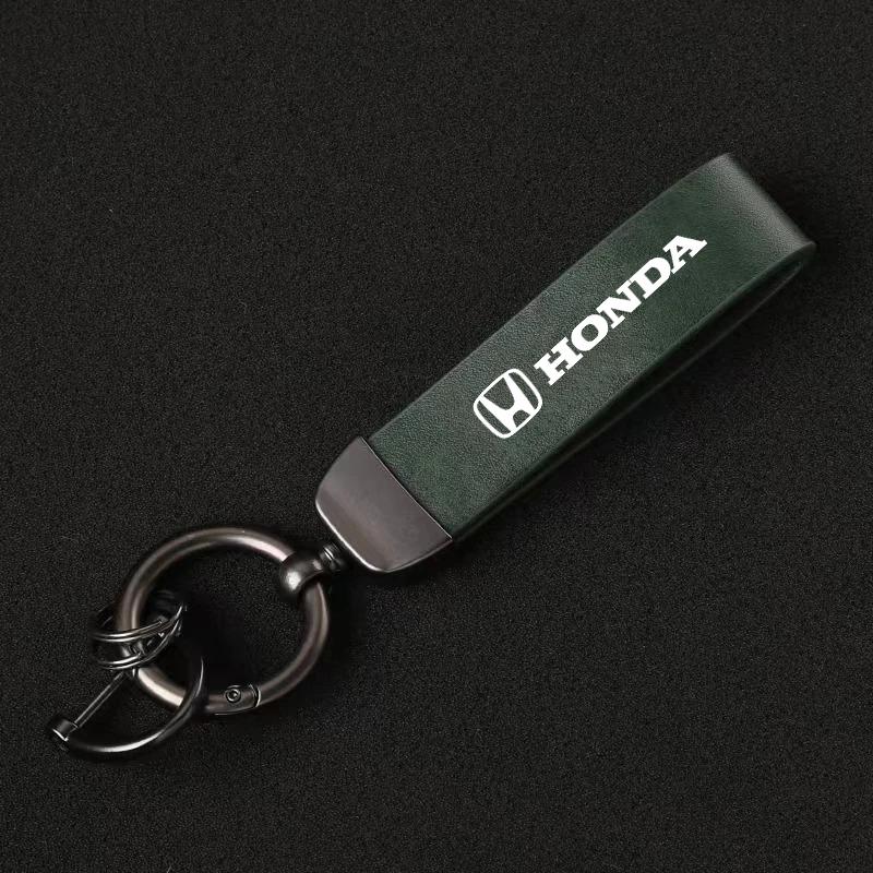 High-Grade Leather Zinc Alloy Car Vintage Leather Keychain For Honda Civic XR-V CR-Z CRV HRV City Accord Legend Jazz RR VTi Fit XK6