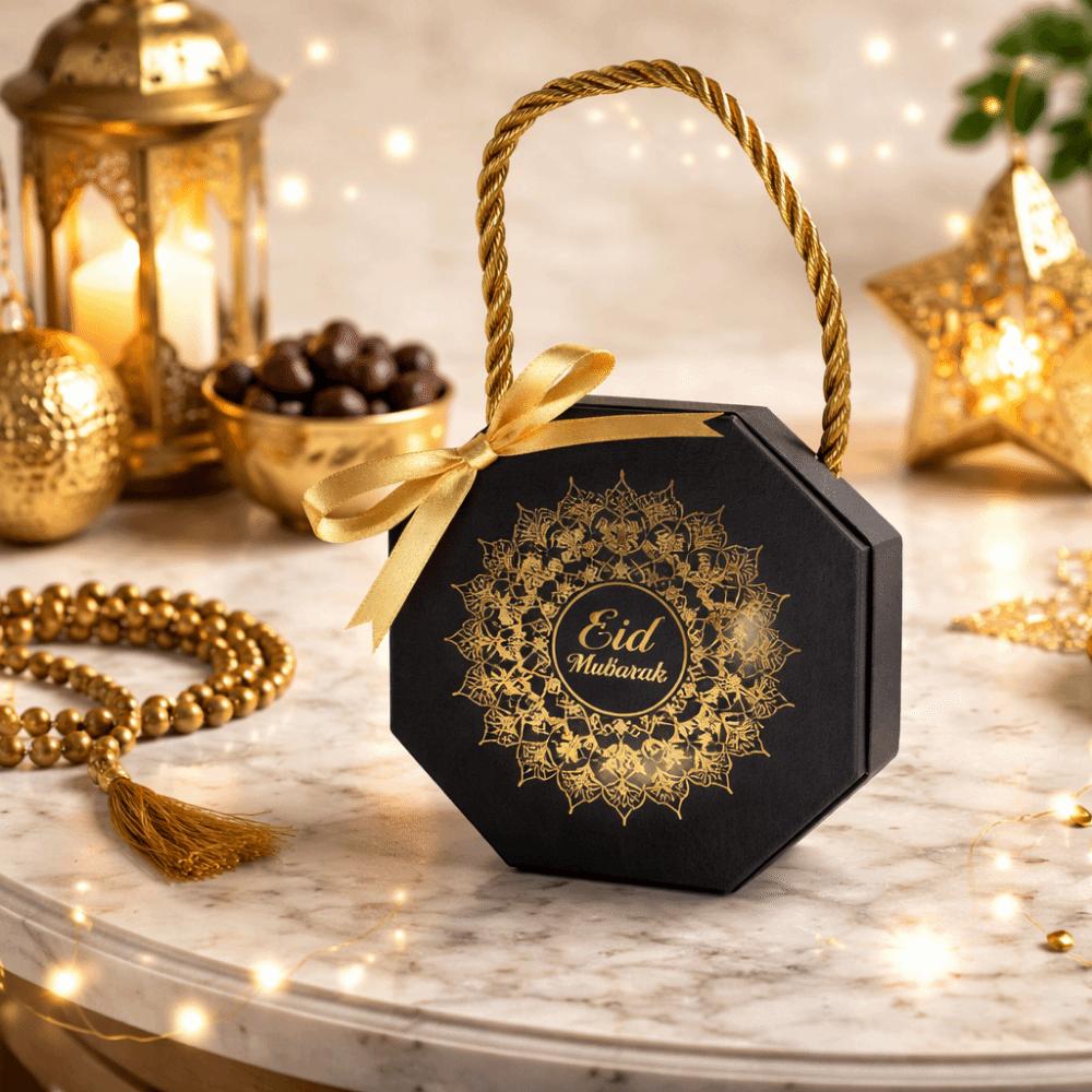 10Pcs Gold Stamping Eid and Ramadan Gift Boxes Portable Ramadan Gift Box Party Favor Supplies