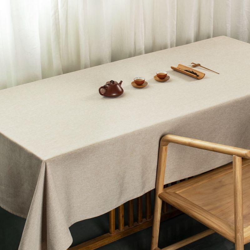 

Chinese Tablecloth Waterproof and Oilproof and Heatproof Pure Color Cotton Linen Fabric Table Cloth Rectangular Desk Dustproof Coffee Table Cloth Milk Brown (Waterproof oil-proof) 130*180cm