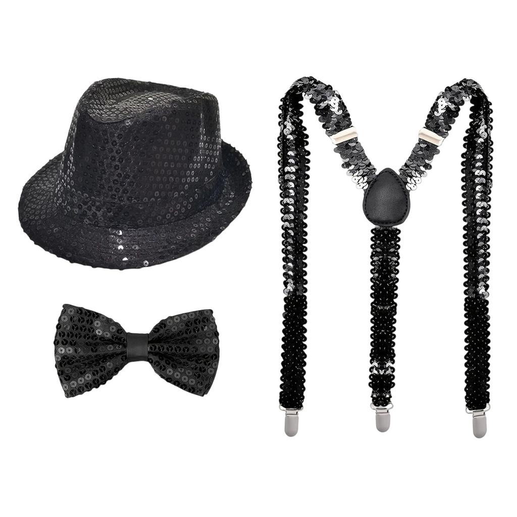 Performance Props: Sequined Hat, Tie, Gloves, Suspenders, Men's Suit