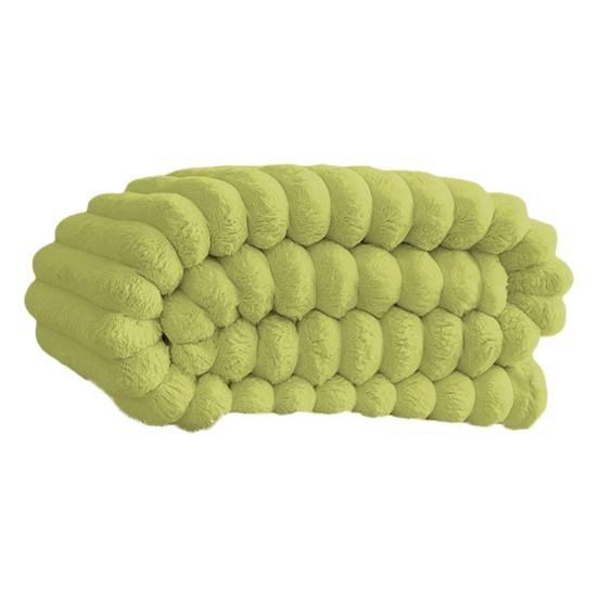 Furry Throw Blanket Cozy Plush Solid Color Fluffy Thick Striped Bubble Blanket Warm Blanket for Couch