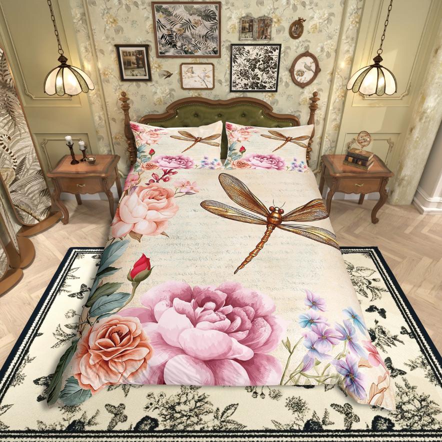Homewish Flying Butterfly Duvet Cover SetChic Flower For Teens Bedding SetAbstract Gradient Decor