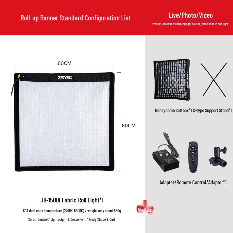 8 Shadow Bang LED Roll-up Light: Flexible and Soft for Live Streaming, Overhead Lighting, Photography, Clothing, Food, and Ambiance.