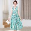 Sleeveless Silk Cotton Dress for Middle-Aged Mothers - Slim Fit, Large Size, Beach Dress for Summer