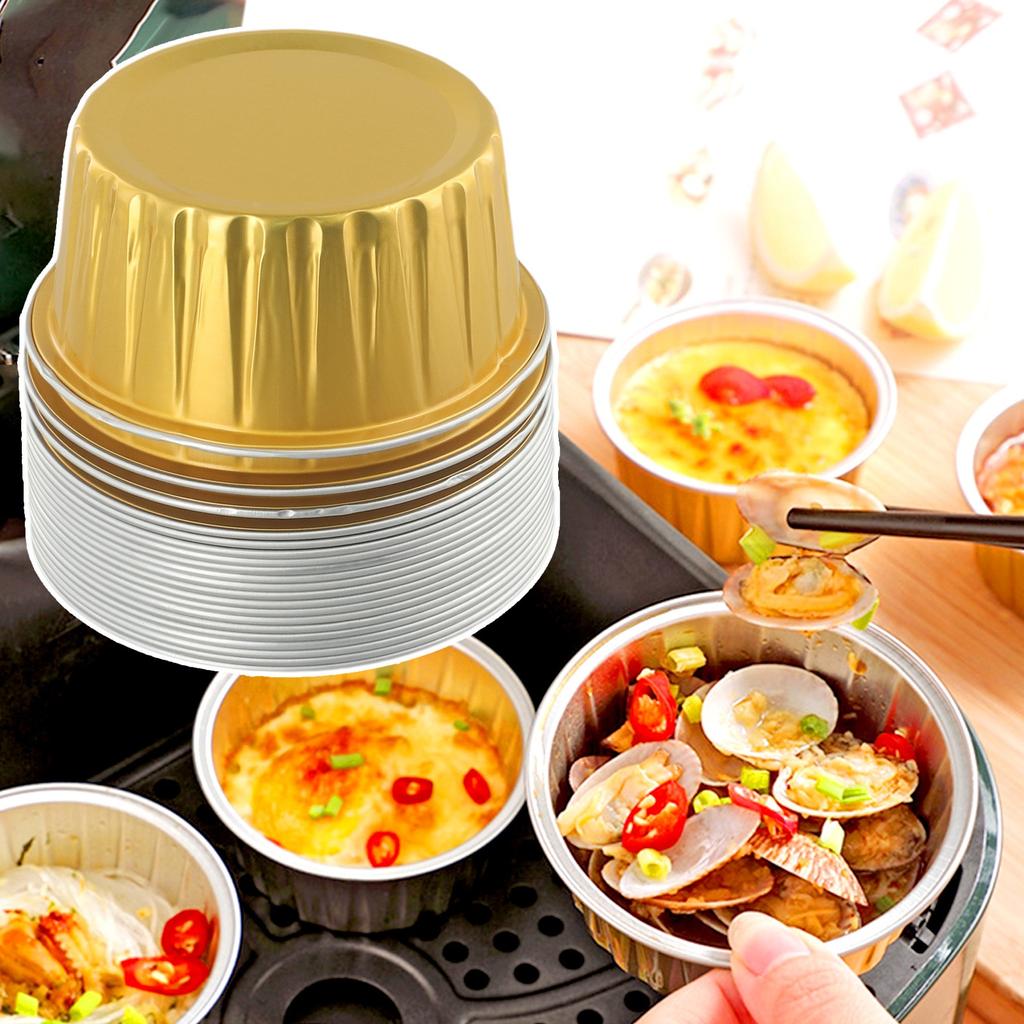 20PCS Foil Cups 8.4*6.5*3.4cm Air Fryer Aluminum Foil Bowl
