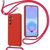 Hülle für Samsung Galaxy A57 5G, Weicher Kratzschutz aus Silikon mit rotem Lanyard