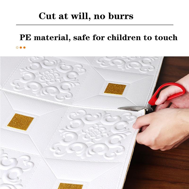 Self-adhesive Anti-collision Romantic and Warm Children's PE Foam 3D Wallpaper DIY Decorative Embossed Wall Stickers 70CM X 70CM