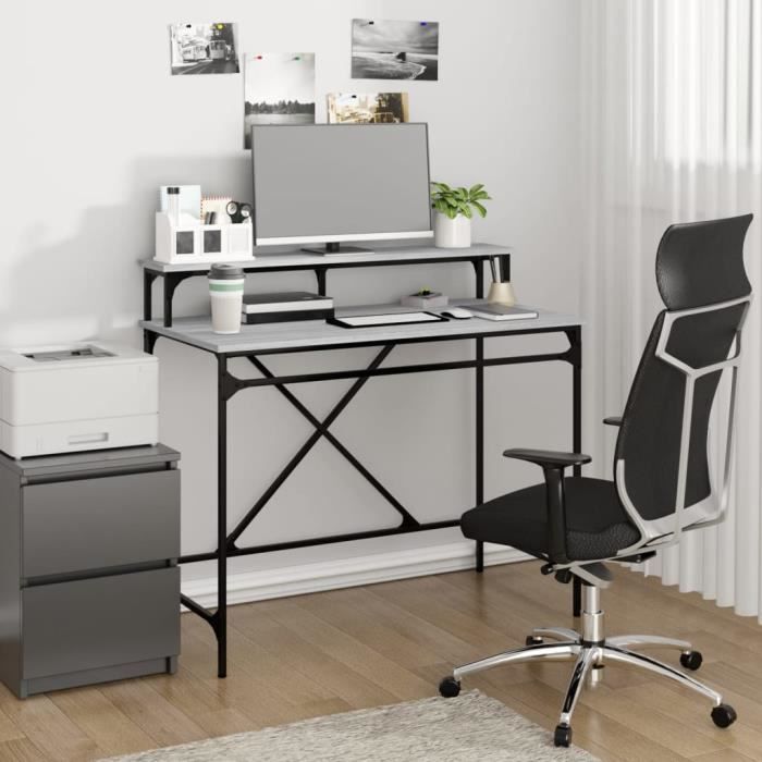 VidaXL Bureau sonoma gris 100x50x90 cm bois d'ingénierie et fer 826702