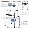3-in-1-Gehgestell aus Aluminiumlegierung, höhenverstellbar, faltbar, Gehhalter für ältere Menschen, Toilettenstütze, Duschstuhl