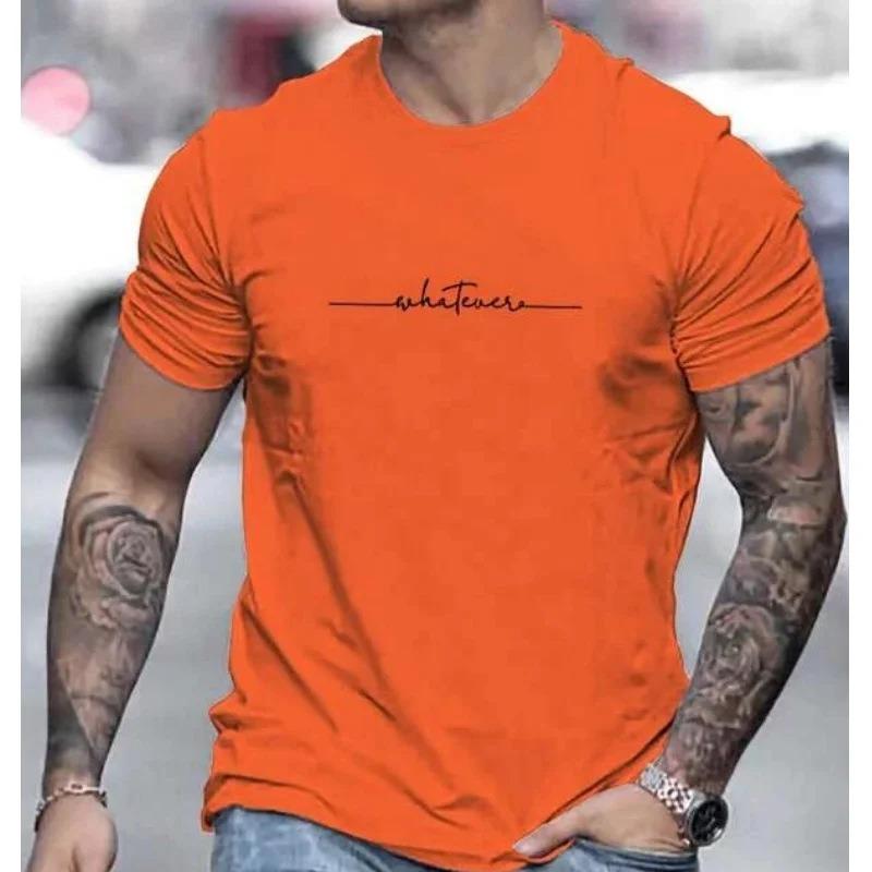 Men Summer New Printed Color Block Short Sleeve Crew Neck T Shirt Casual Contrast Top